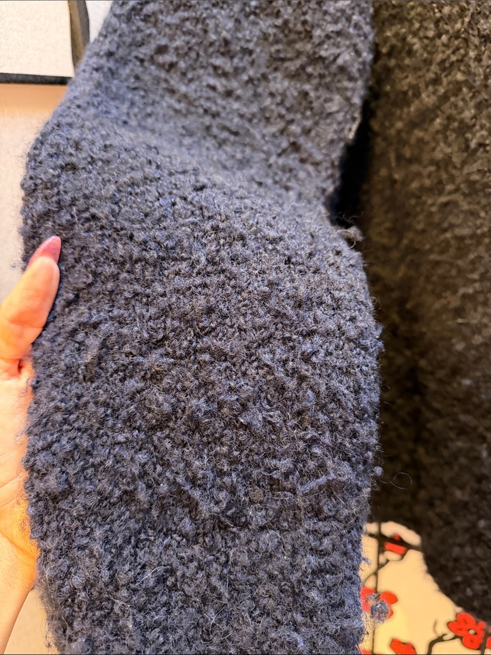 Zara Dark Navy Bouclé Crewneck Sweater - Picture 3 of 4